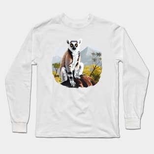 Adorable Lemur Long Sleeve T-Shirt